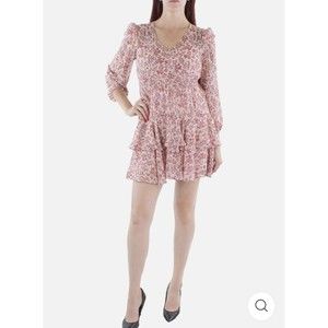 TAYLOR PETITE Womens Rose Pink Lined Long Sleeve Short A-Line Dress Petites 10P